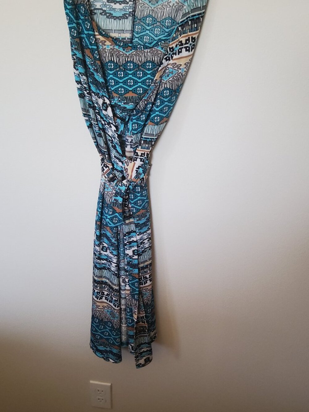 Wrap Dress in Blue Geometric design size S